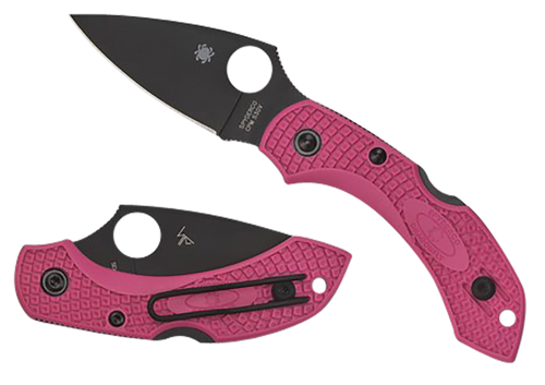 Spyderco C28FPPNS30VBK2 Dragonfly 2  2.30" Folding Plain Black TiCN CPM S30V SS Blade/Pink Textured w/Black Accents FRN Handle Includes Pocket Clip