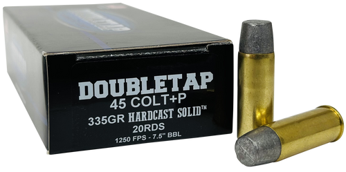 DoubleTap Ammunition 45P335HC   45Colt+P 335gr Hard Cast Solid 20 Per Box/25 Case