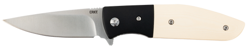 CRKT 2867 Curfew  3.10" Folding Plain Satin 8Cr13MoV SS Blade/Black/White Resin Infused Fiber w/Aluminum Bolster Handle Includes Pocket Clip