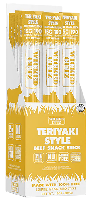 Wicked Cutz WCBS12TY Teriyaki Beef Sticks 12 Pack