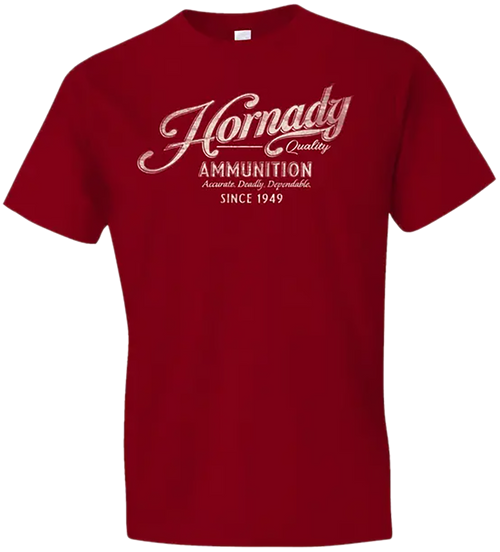 Hornady Gear 31874 Vintage Script  Red Cotton Semi-Fitted XL