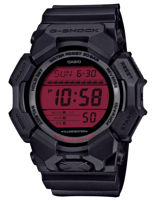 GSHOCK GD010BBR1CR   DIGITAL MOVEMENT  BLK/RED