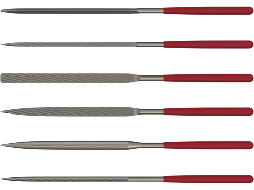 Birchwood Casey GSFS Gunsmithing File Set Red/Silver Carbon Steel 5.50" Long