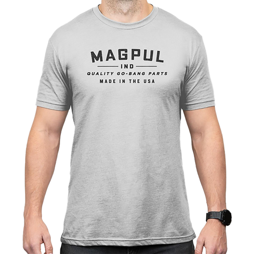 Magpul MAG1112-041-L Go Bang Parts  Stone Gray Heather Cotton/Polyester Short Sleeve Large