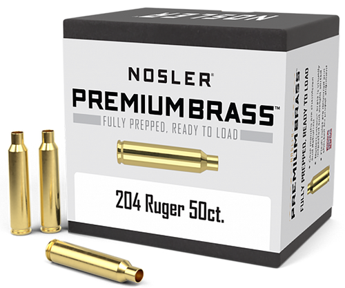 Nosler 10056 Premium Brass Unprimed Cases 204Ruger Rifle Brass 50/Box