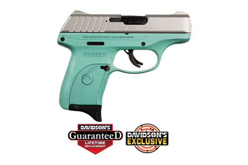 Ruger EC9s chambered in 9mm with a Turquoise Cerakote Frame and  stainless slide