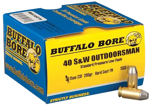 Buffalo Bore Ammunition 23F20 Outdoorsman Strictly Business 40S&W 200gr Hard Cast Flat Nose 20 Per Box/12 Case