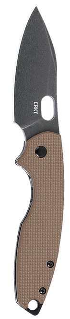 CRKT 5317B Pilar III 2.97" Folding Spear Point Plain Stonewashed D2 Steel Blade, Brown G10/SS Handle