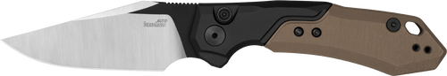 Kershaw 7851 Launch 19 Automatic 3.30" Folding Clip Point Plain Black Satin Cerakote CPM 154 SS Blade, Black Aluminum/Brown G10 Handle