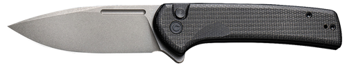 Civivi Knives C21006-1 Conspirator  3.48" Folding Plain Gray Stonewashed Nitro-V Steel Blade, Black Textured Micarta Handle