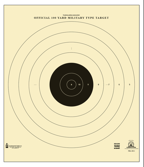 Action Target SR1100 Sighting Military Bullseye Tagboard Hanging 100 yds 21" x 21" Black/White 100 Per Box