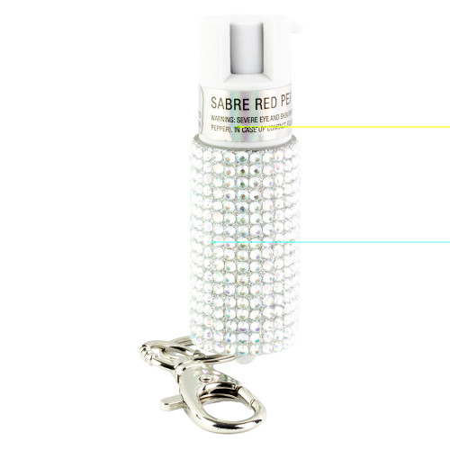 Sabre Jeweled Pepper Spray W/ - Snap Clip/twist Lock Silver