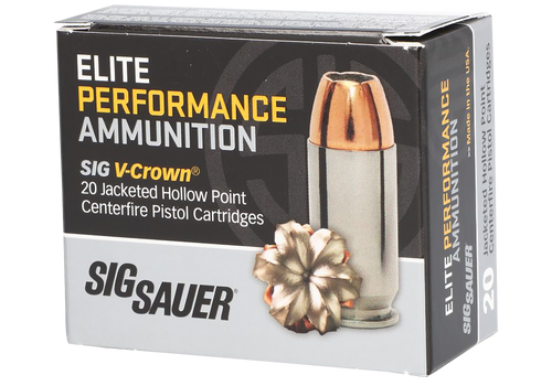 Sig Sauer E10mm20020 Elite Performance  10mmAuto 200gr V-Crown Jacketed Hollow Point 20 Per Box/10 Case