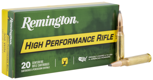 Remington Ammunition R21473 High Performance Rifle 308Win 180gr Pointed Soft Point Boat Tail 20 Per Box/10 Case