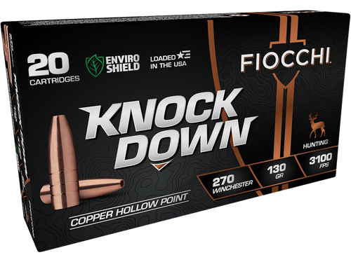 Fiocchi 270CHA Knock Down Enviro Shield 270Win 130gr Hollow Point 20 Per Box/10 Case
