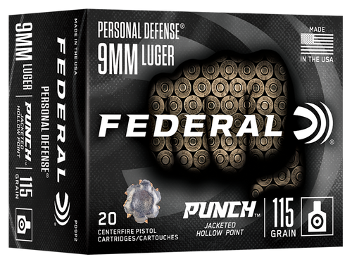 Federal Punch 9mm Luger - 115gr JHP 20rd 10bx/cs