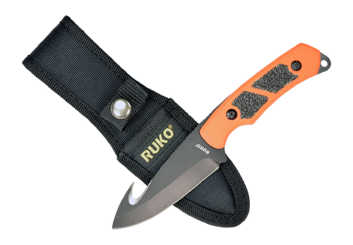 Ruko Fixed Blade Skinner 3.25" - Blaze Orange Handle Clamshell