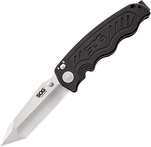 SOG Zoom Mini Assisted Folding Knife ZM1003-CP - Satin Polished 3.15" AUS-8 Tanto Blade 6061 T6 Aluminum Handle