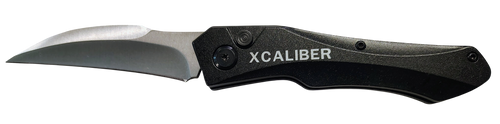 Xcaliber Knife Company  Switch Blade  3.25" Folding Sheepsfoot Plain Stainless D2 Steel Blade, 4.50" Black Aluminum Handle