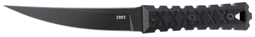 CRKT 2927 HZ6  6.50" Fixed Plain Black Matte Baked-On Anti Rust SK-5 Steel Blade/Black w/Carved X's G10 Handle Includes Sheath