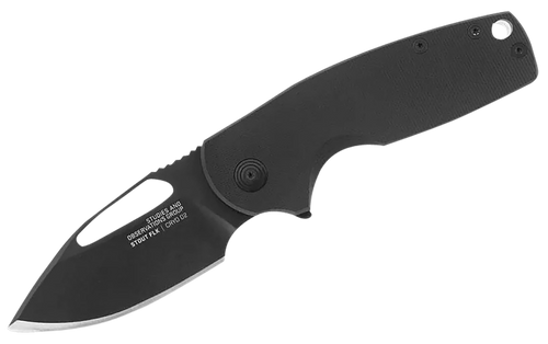 S.O.G SOG14030257 Stout FLK 2.62" Folding Clip Point Plain Black TiNi Cryo D2 Blade, Black Textured G10 Handle