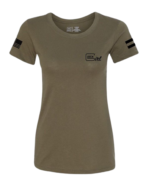 Glock Ladies "glock Girl Flag - Tee" Short Sleeve LG Mil Grn