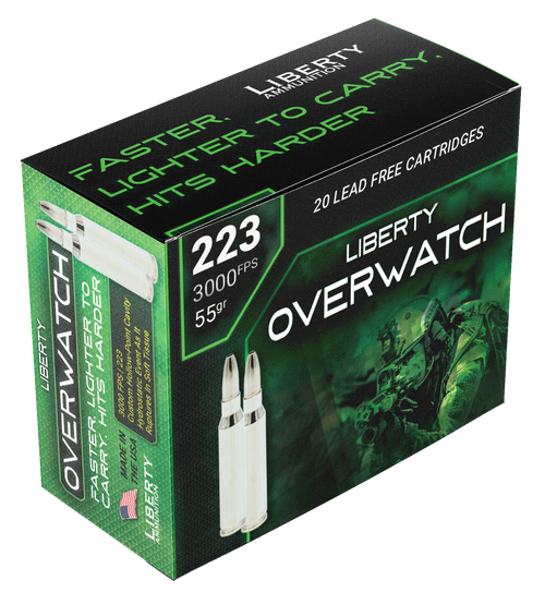 Liberty Ammunition LAOW223553000 OverWatch  223Rem 55gr 20 Per Box/50 Case