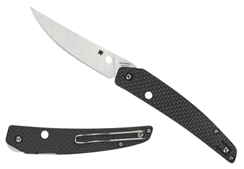 Spyderco C242CFP Ikuchi  3.26" Folding Plain CPM S30V SS Blade/Black Textured Carbon Fiber/G10 Handle Includes Pocket Clip