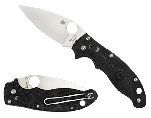 Spyderco C101PBK2 Manix 2 Lightweight 3.37" Folding Plain Satin CTS BD1 SS Blade/Black Bi-Directional Texturing FRCP Handle Includes Pocket Clip