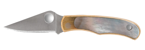 Spyderco C133AP Bug  1.25" Folding Plain Stonewashed 12C27 Sandvik Blade, Abalone/Nickel Handle