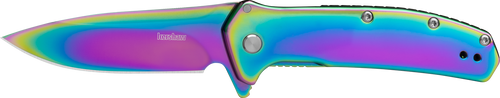 Kershaw 2044RBW Outcome  2.80" Folding Drop Point Plain Polished Rainbow PVD 8Cr13MoV SS Blade, Polished Rainbow PVD Stainless Steel Handle