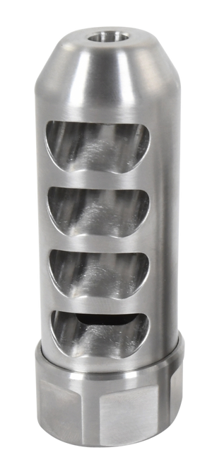 American Precision Arms G2F5838S Gen 2 Fat Bastard Self Timing Brake Stainless Steel with 5/8"-24 tpi Threads, 3.30" OAL & 1.115" Diameter for 338 Cal Rifle