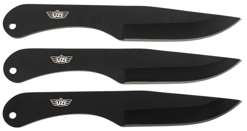 Uzi Accessories UZKTRW004 Throwing Knives IV Three, 8.25" Plain Black Stainless Steel