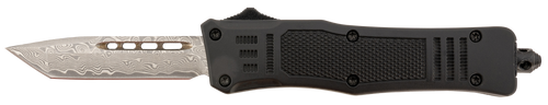 Steel River Knives MT616BRDAMT Spartan  Mini 2.75" OTF Tanto Plain Real Damascus/4.25" Black Aluminum Zinc Alloy Handle