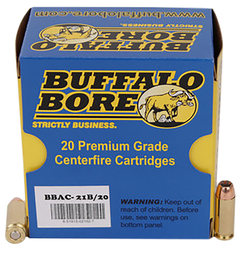 Buffalo Bore Ammunition 21B20 Heavy Strictly Business 10mmAuto 180gr Jacket Hollow Point 20 Per Box/12 Case