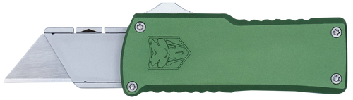 CobraTec Knives CTOTFUTODG Utility  OTF Plain Aluminum Blade, 3.38" OD Green Aluminum Handle