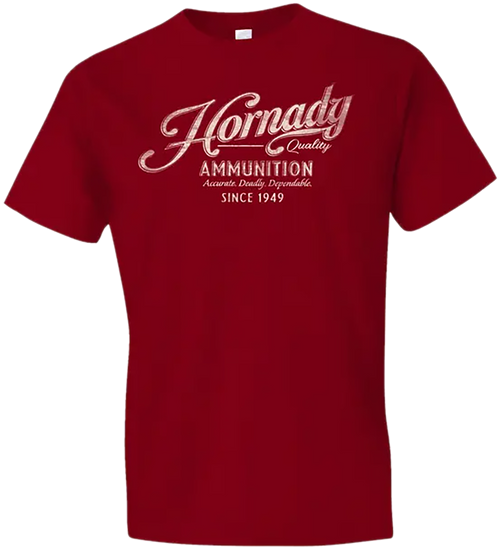 Hornady Gear 31872 Vintage Script  Red Cotton Semi-Fitted Medium