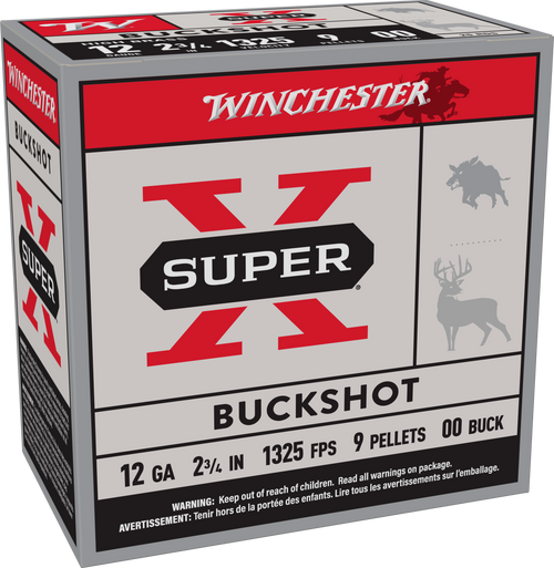 Winchester Super-x 12ga 2.75" - 00 Buck 9 Pellets 25rd 10bx/cs