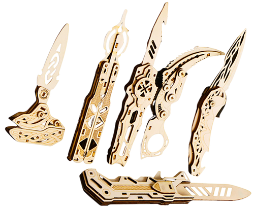 CAMP CBG-PZ-03K   WOOD PUZZLES KNIVES SET OF 6