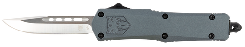 CobraTec Knives SGYFS3DNS FS-3  Small 2.75" OTF Plain D2 Steel Blade/Gray Aluminum Handle Features Glass Breaker Includes Pocket Clip
