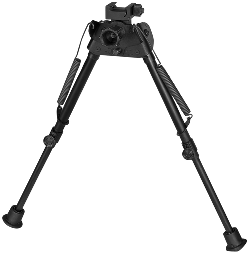 Harris Bipods S-LP Swivel L Picatinny, 9-13", Black Steel/Aluminum, Rubber Feet