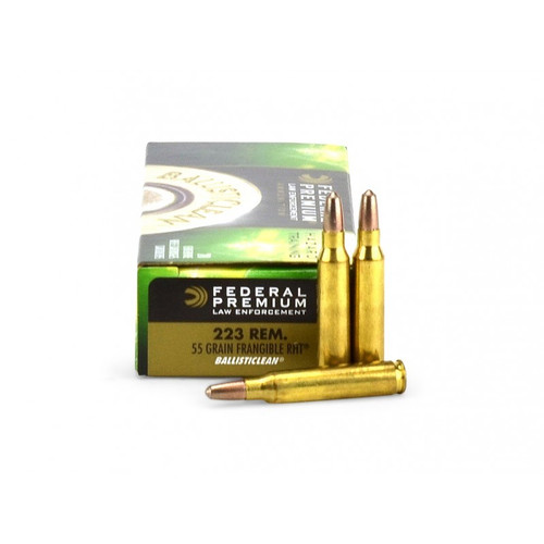 Federal Premium LE .223 55 Grain RHT, this pack has 20 rounds per box, manufactured by Federal.