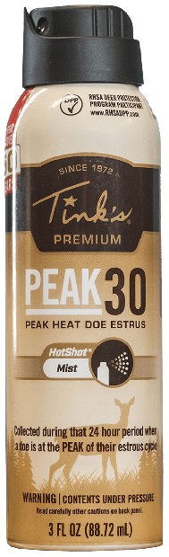 Tinks Peak30 Premium Deer Lure - Estrus Hot Shot Mist 3oz. Aero