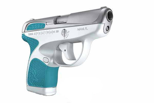 This is a Taurus Spectrum .380 acp with a Stainless Steel Slide, White Frame, and Cyan Blue Inserts. Comes with 2 magazines: (1) 6 round, (1) 7 round.