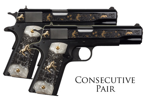 1911 Colt .38 Super - Talo - Aztec Jaguar Azul - Consecutive Pair