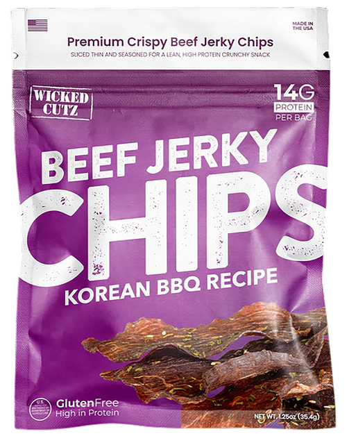 Wicked Cutz WCBC01KB Korean BBQ Beef Jerky Chips 8 Pack