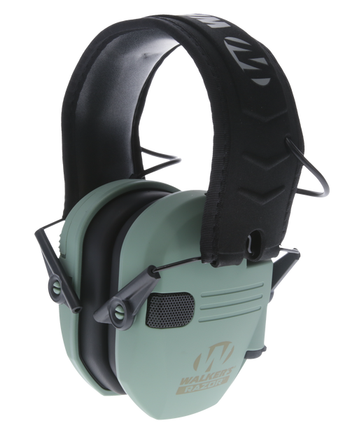 Walker's GWPRSEMSGN Razor Slim Electronic Muff 23 dB Over the Head Sage Green/Black Polymer