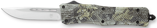 CobraTec Knives MWDCTK1MDNS CTK-1 American Flag Medium 3" OTF Drop Point Plain D2 Steel Blade, 5" Woodland Camo Aluminum Alloy Handle
