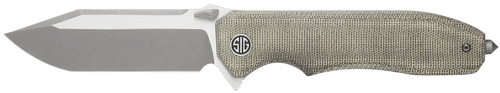 Sig Sauer Knives VA9GT Validus  3.78" Folding Modified Tanto Plain Dark Acid Stonewash/Satin M390 Steel Blade, 4.76" Green Canvas Micarta Handle