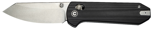 Civivi Knives C23073-1 Yonder  2.88" Folding Spey Point Plain Stonewashed 14C28N Steel Blade, Black Textured G10 Handle